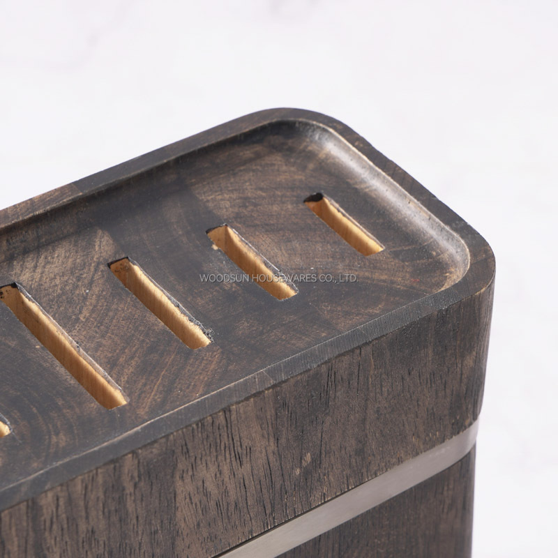 WoodSun Wooden Knife Block Space Saver Knife Holder Kitchen