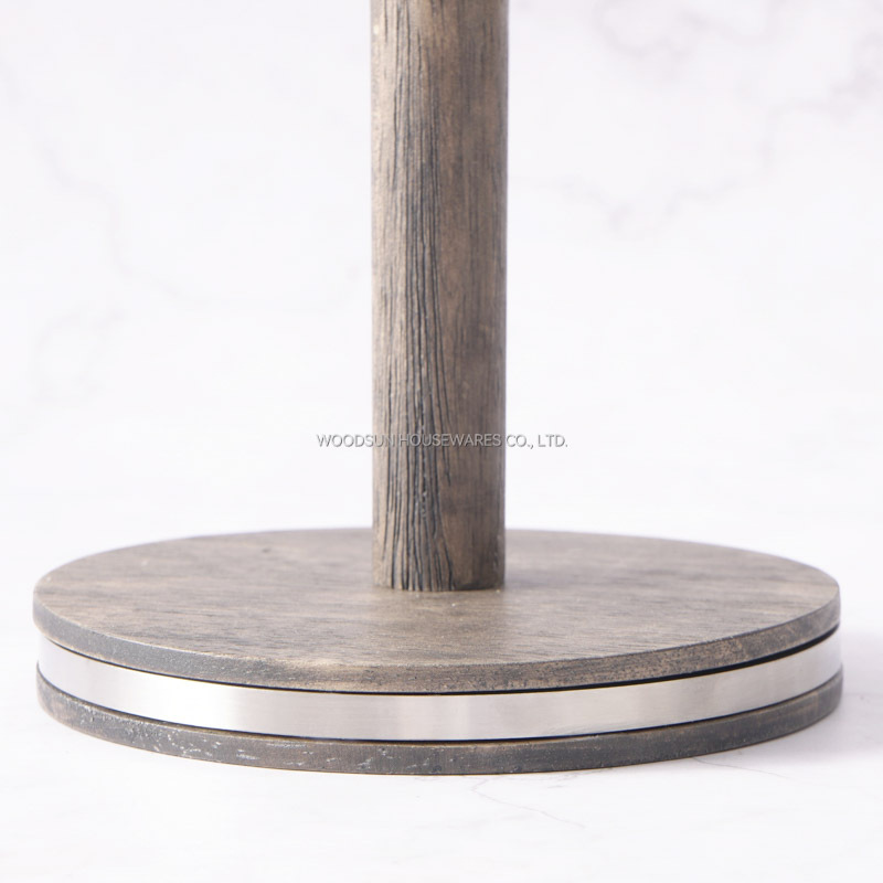 Woodsun Rubber Wood 304SS Sanding Finish Wood Cups Holder Coffee Mug Tree