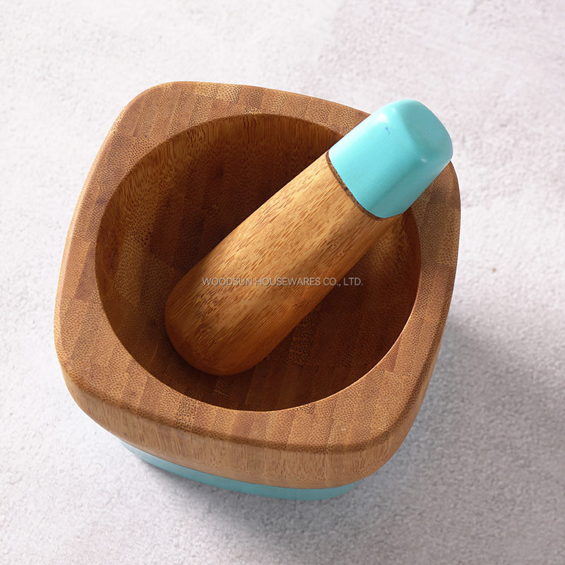 Woodsun Bamboo Mortar And Pestle Manual Pepper Spice Grinder