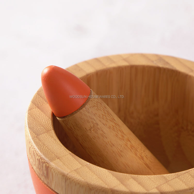 Woodsun Wholesale Bamboo Mortar And Pestle Set For Sale