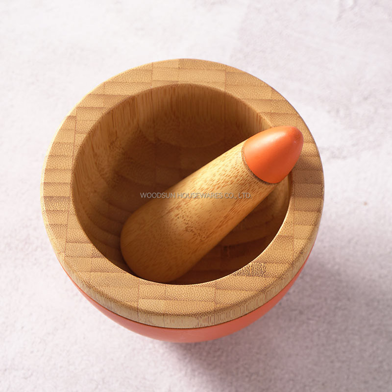 Woodsun Wholesale Bamboo Mortar And Pestle Set For Sale
