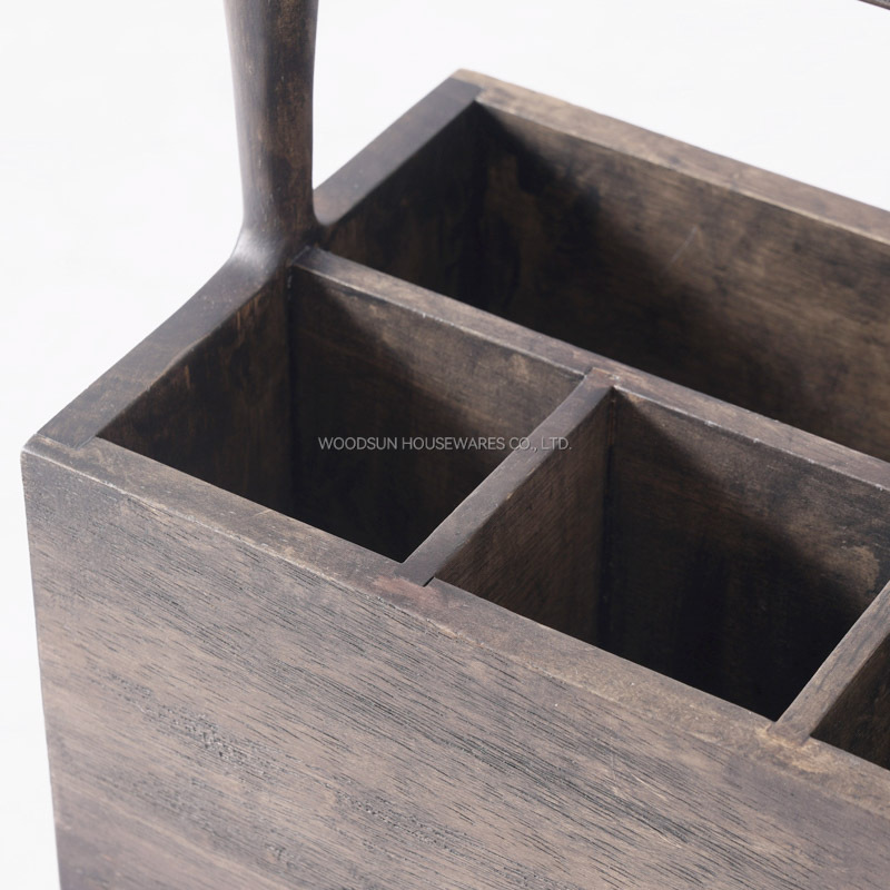 Woodsun Wooden Utensil Holder Baskets Utensilios Wood Caddy with Handle
