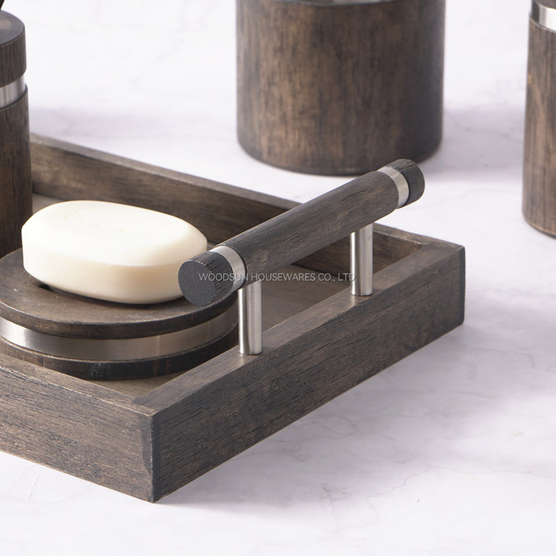 Woodsun Bathroom Accessory Set With Soap Box Lotion Dispenser Toothbrush Rack Kit Bathroom Set