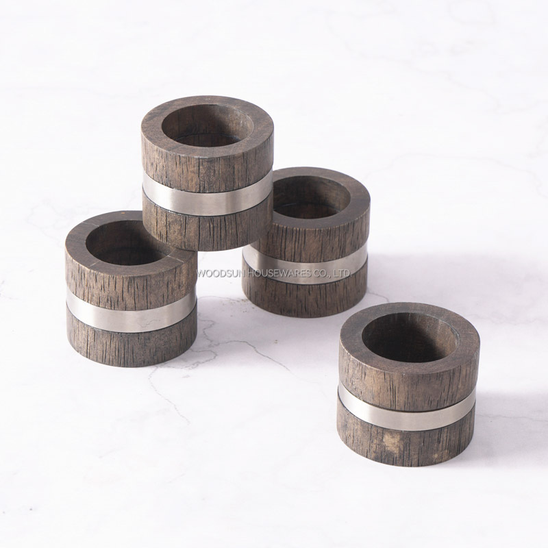 Woodsun Custom Manufacturer Napkin Holder Set 2024 Wooden Napkin Ring