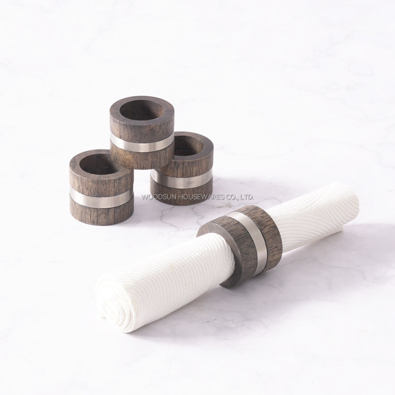 Woodsun Custom Manufacturer Napkin Holder Set 2024 Wooden Napkin Ring
