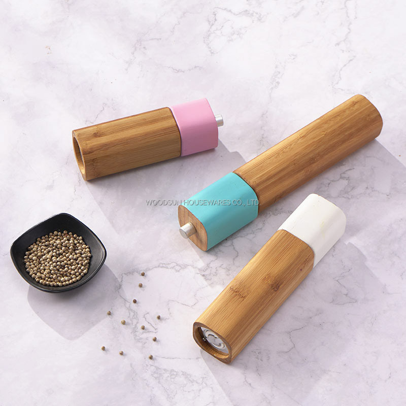 Woodsun Eco Friendly Bamboo Manual Salt And Pepper Mill Salt Grinder