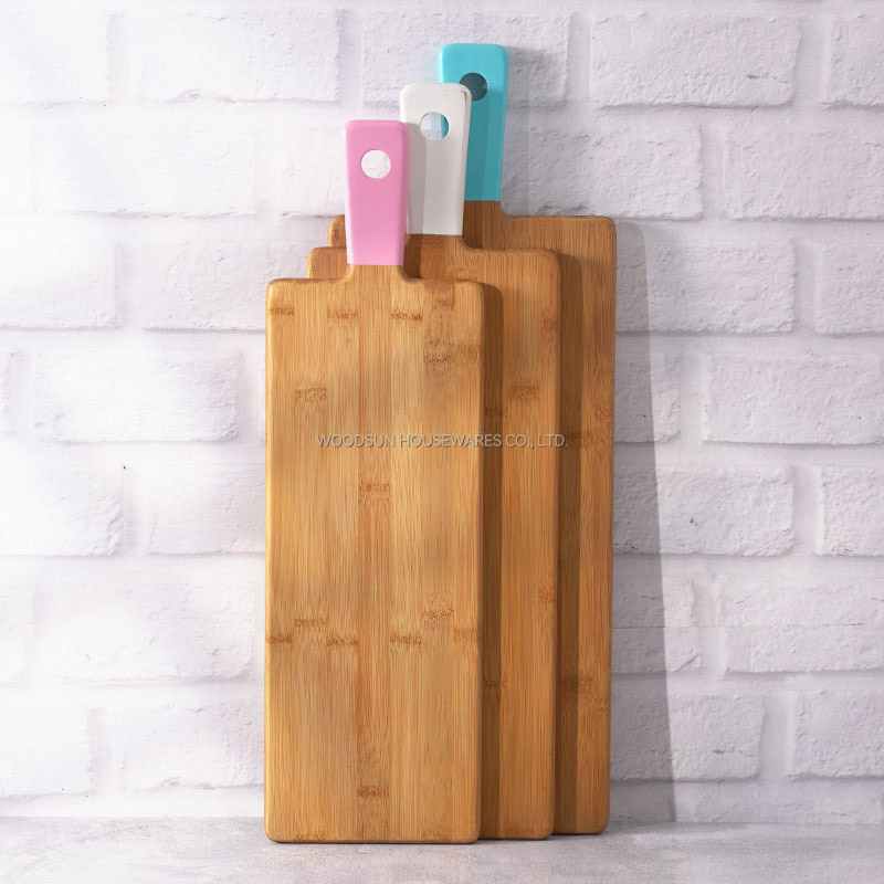 Woodsun Kitchen Utensils Paddle Cutting Board Bamboo Serving Board With Handle