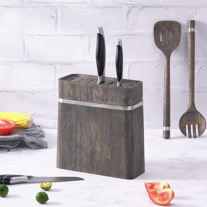 WoodSun Wooden Knife Block Space Saver Knife Holder Kitchen