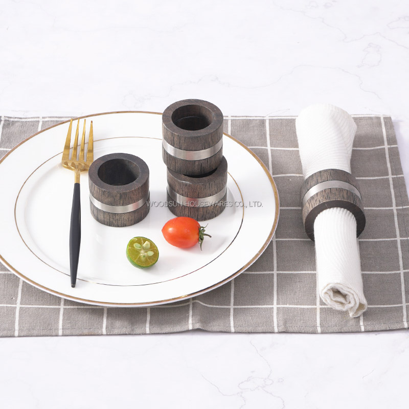 Woodsun Custom Manufacturer Napkin Holder Set 2024 Wooden Napkin Ring