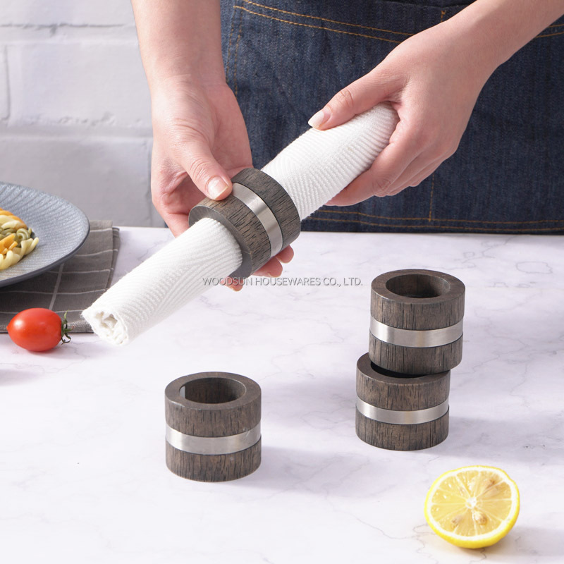 Woodsun Custom Manufacturer Napkin Holder Set 2024 Wooden Napkin Ring