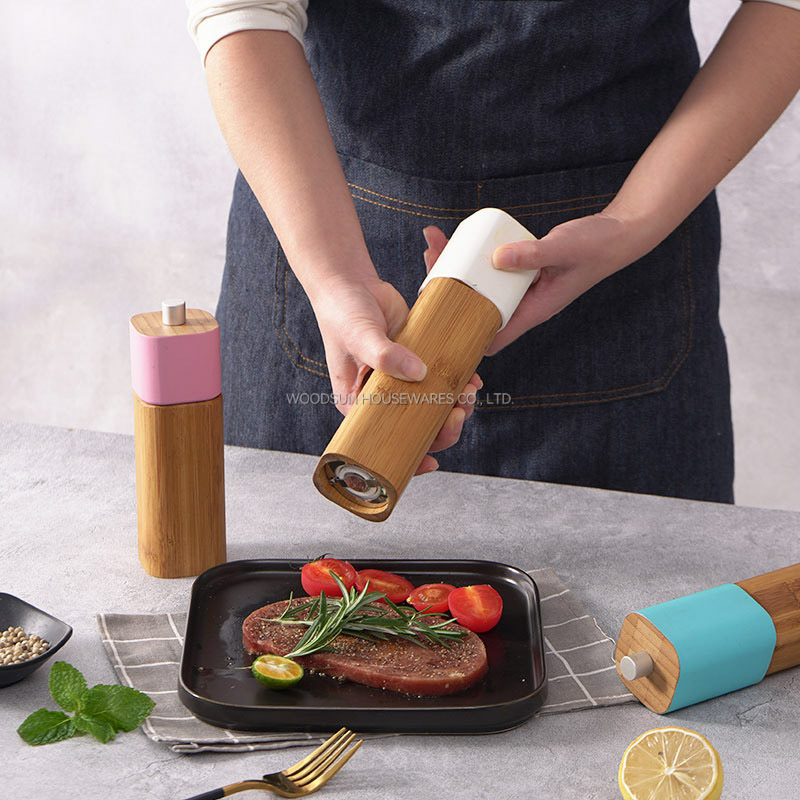 Woodsun Eco Friendly Bamboo Manual Salt And Pepper Mill Salt Grinder