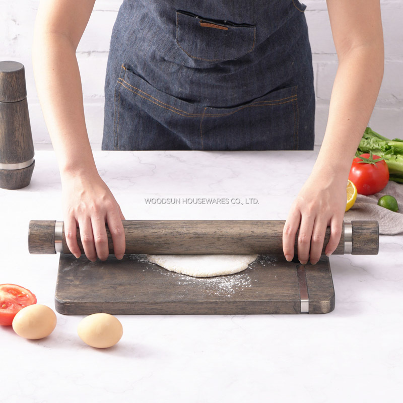 Woodsun 2024 Classic Kitchen Wholesale Stainless Steel Wooden Rolling Pin