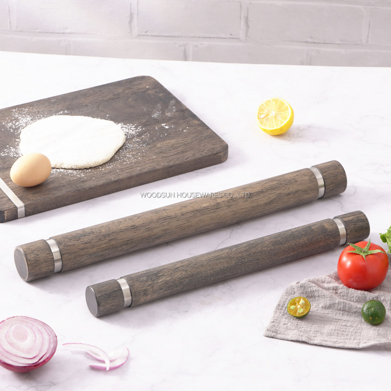 Woodsun 2024 Classic Kitchen Wholesale Stainless Steel Wooden Rolling Pin