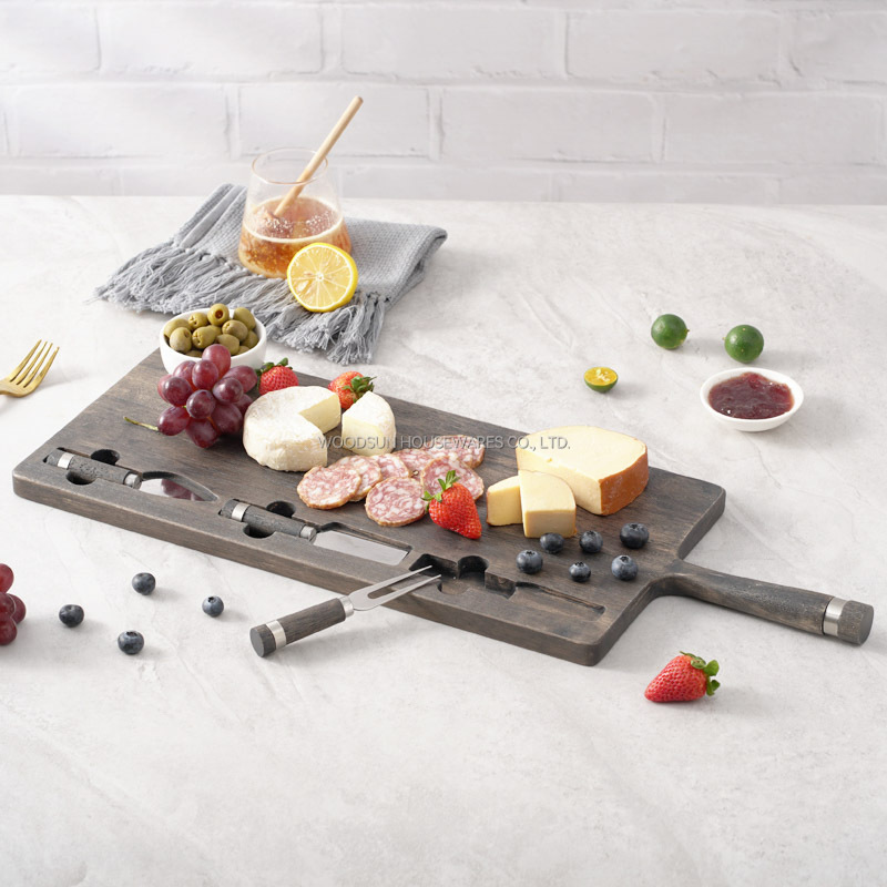 Woodsun Custom Manufacturer Custom Charcuterie Board Wholesale Cheese Boards With Knife Cheese Set
