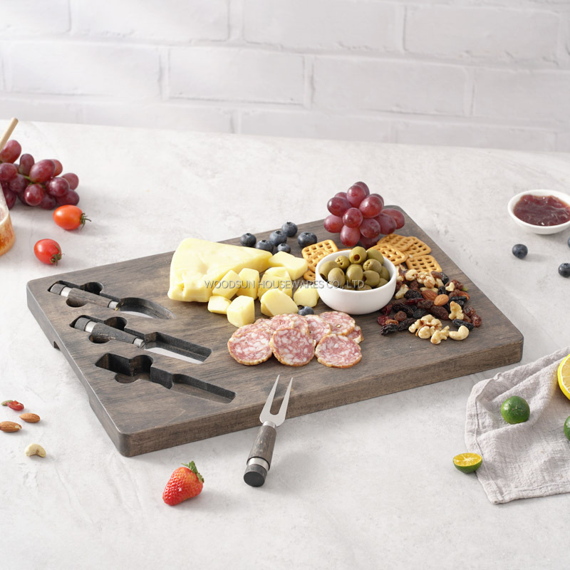 Woodsun Custom Manufacturer Cheese Cutting Board Set Wood Serving Board