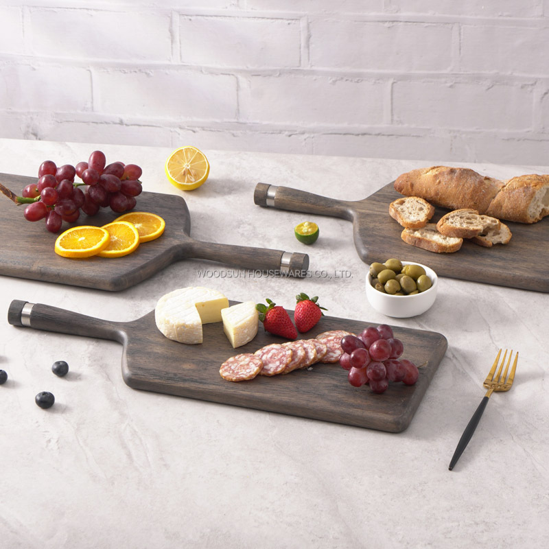 Woodsun Manufacturer Custom Wood Cutting Board With Handle For Kitchen Party Serving Board