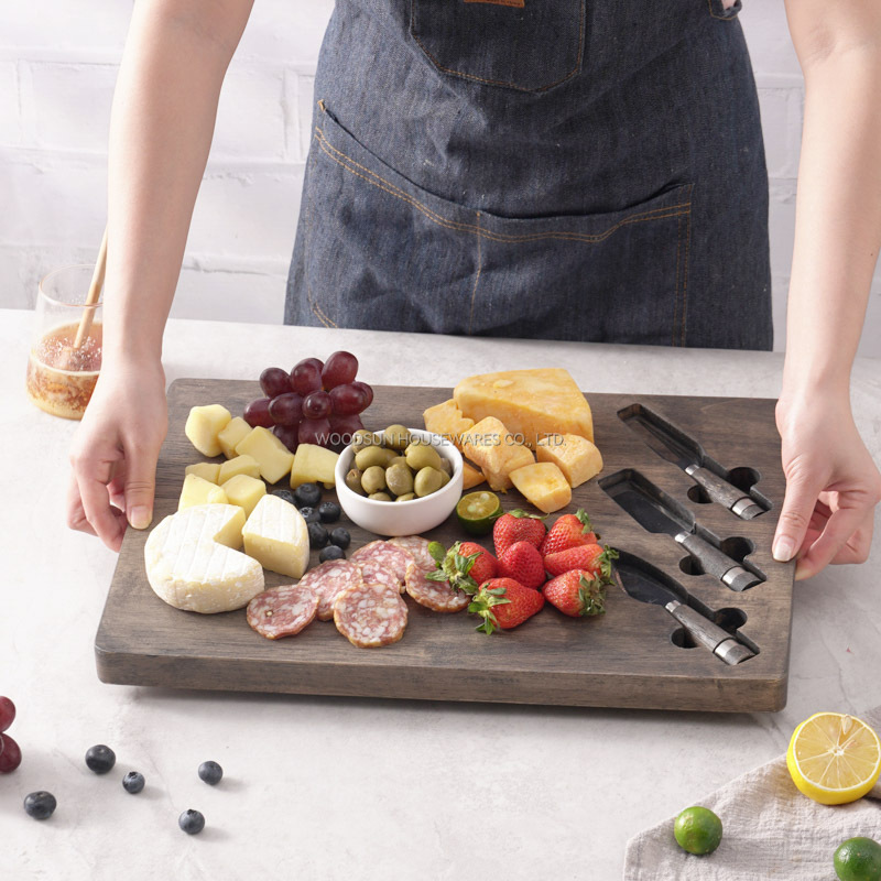 Woodsun Custom Manufacturer Cheese Cutting Board Set Wood Serving Board