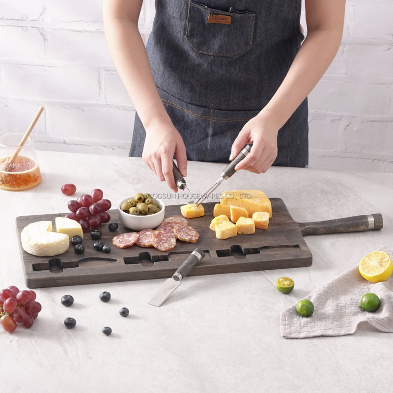 Woodsun Custom Manufacturer Custom Charcuterie Board Wholesale Cheese Boards With Knife Cheese Set
