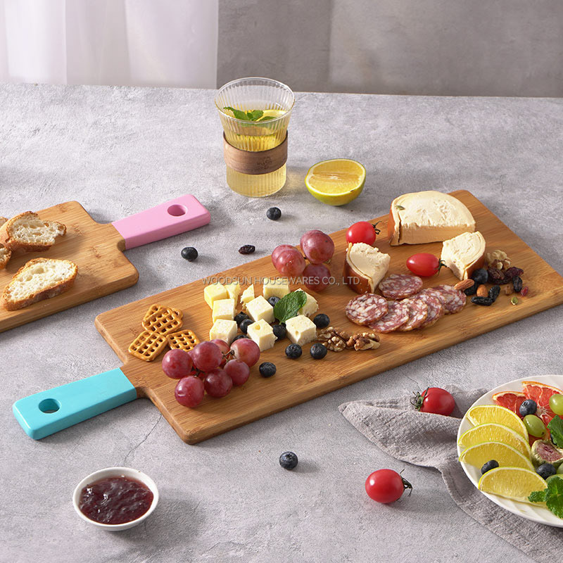 Woodsun Kitchen Utensils Paddle Cutting Board Bamboo Serving Board With Handle
