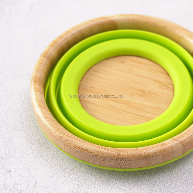 Woodsun 2025 New Ideas Ensaladera Folding Silicon Salad Mixing Bowls For Outdoor Camping