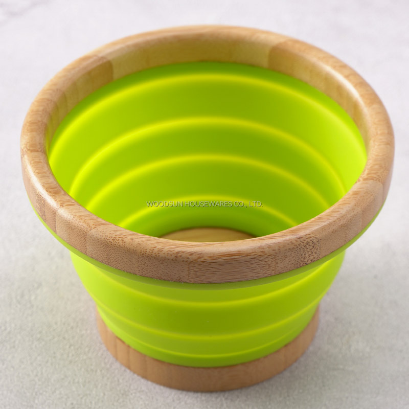 Woodsun 2025 New Ideas Ensaladera Folding Silicon Salad Mixing Bowls For Outdoor Camping
