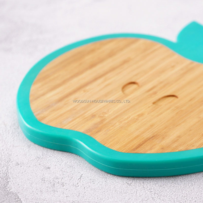 Woodsun Silicone Kitchen Trivet Mat 4Pcs Coaster Set Apple Shape For Sale