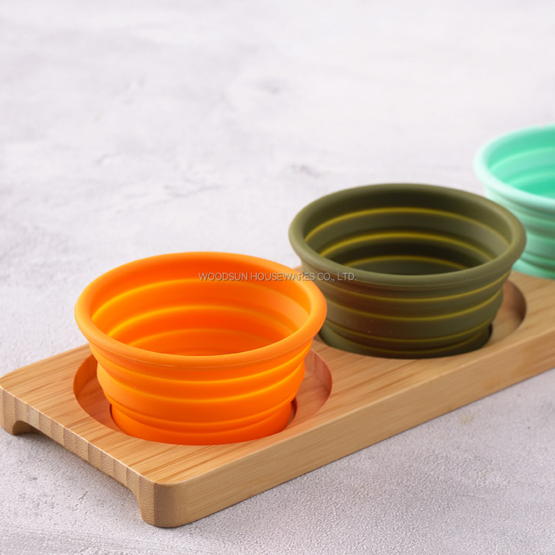 Woodsun Custom ECO Bamboo Serving Tray With Silicon Bowl For Sale