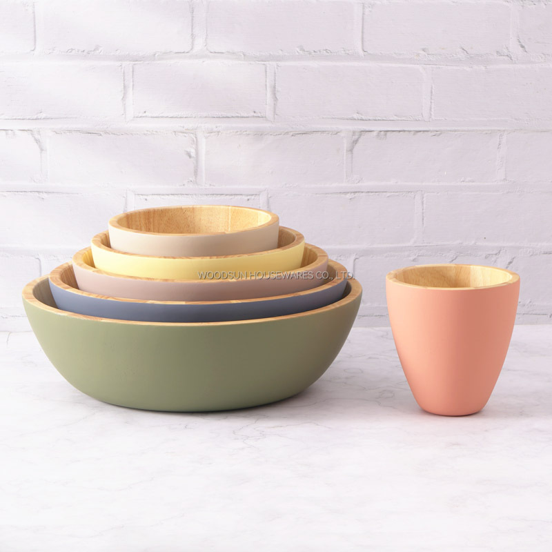 Woodsun Wooden Salad Mixing Bowls Wooden Serving Bowl
