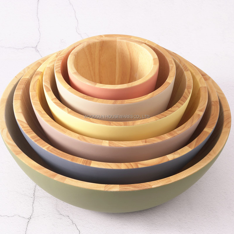 Woodsun Wooden Salad Mixing Bowls Wooden Serving Bowl