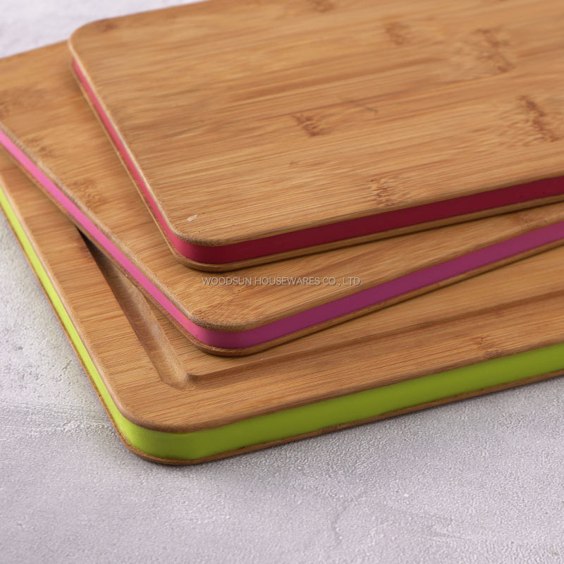 Woodsun Factory Multifunction Silicone Cutting Chopping Board Set Bamboo