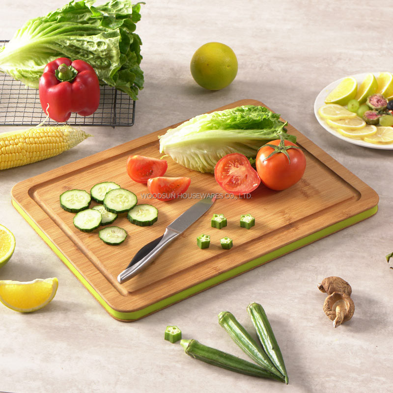 Woodsun Factory Multifunction Silicone Cutting Chopping Board Set Bamboo