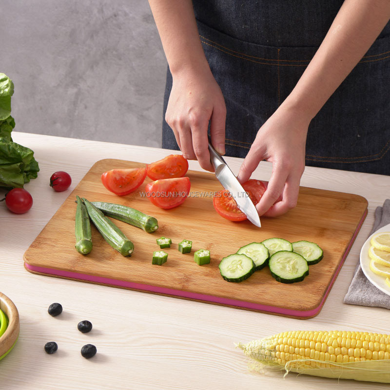 Woodsun Factory Multifunction Silicone Cutting Chopping Board Set Bamboo