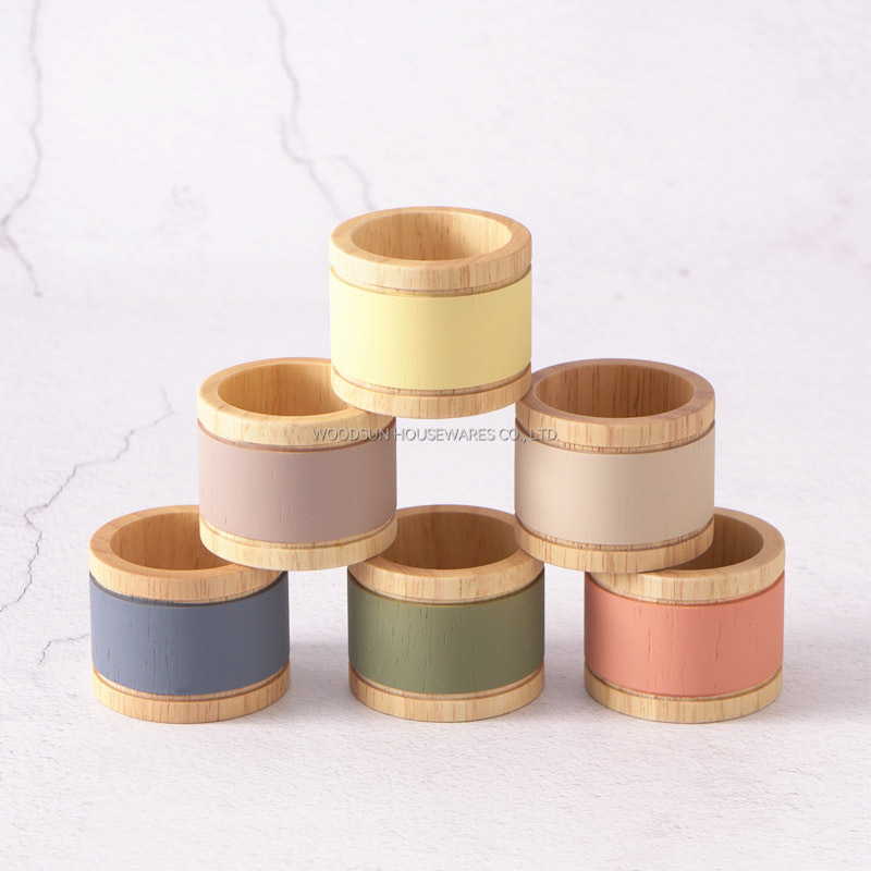 Woodsun Wooden Napkin Ring Napkin Holder Set 2024 For Sale