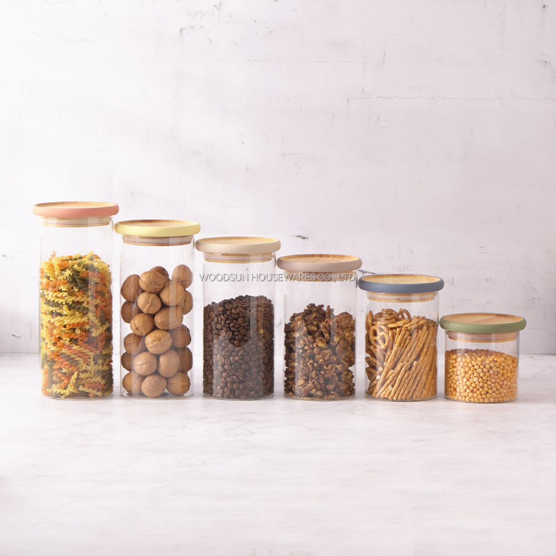Woodsun Food Storage Jar Container Glass Canister For Kitchen Custom Manufacturer
