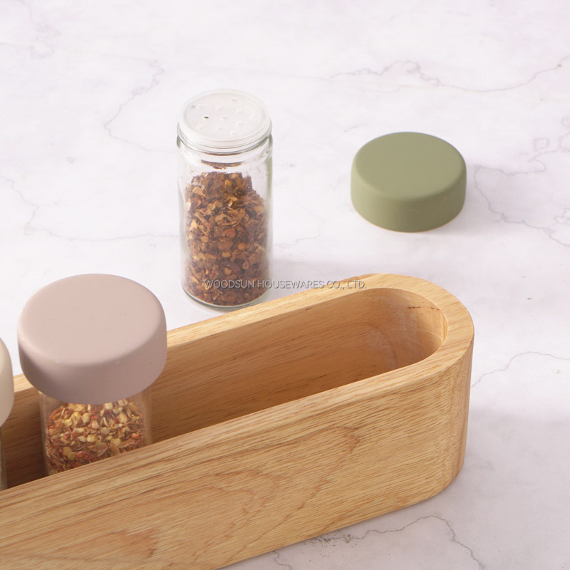 Woodsun Manufacturer Salt And Pepper Shakers Container Spice Rack Wood Set