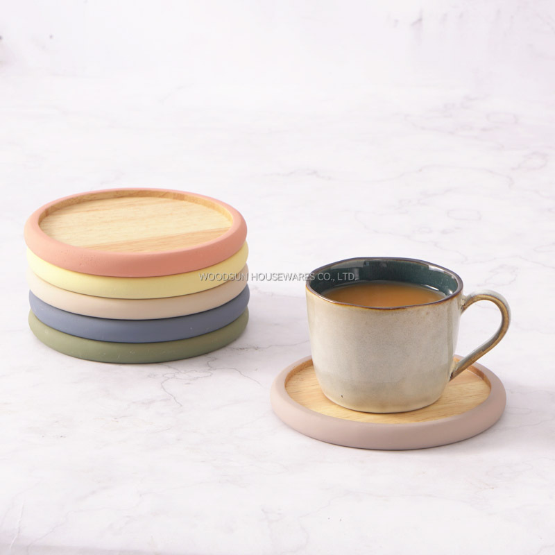 Manufacturer Woodsun Custom Wooden Rubber Coasters For Drinks