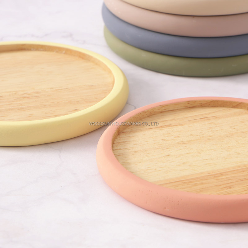 Manufacturer Woodsun Custom Wooden Rubber Coasters For Drinks
