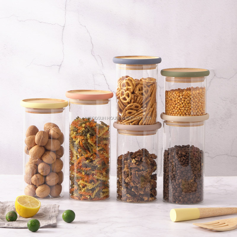 Woodsun Food Storage Jar Container Glass Canister For Kitchen Custom Manufacturer