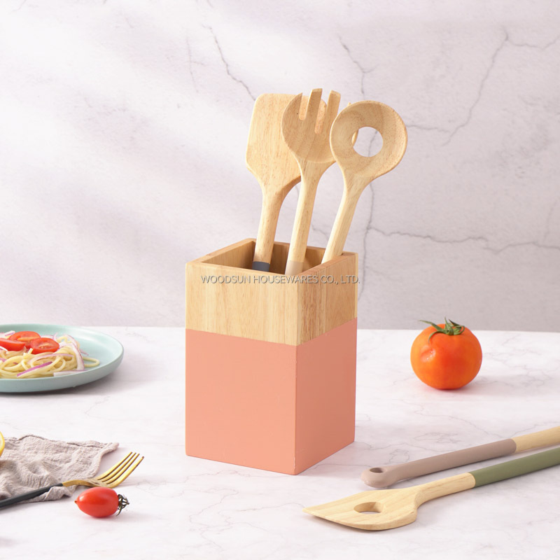 Woodsun Wooden Utensil Storage Holder For Kitchen