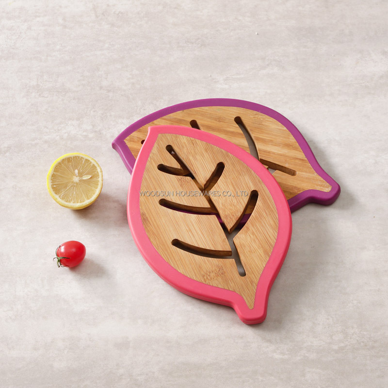 Woodsun Customization Leaf Shape Silicone Kitchen Trivet Mat Coaster Set
