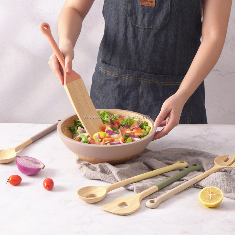 WOODSUN Manufacturer Kitchen Accessory Cooking Kitchen Utensils Wooden Cutlery Set