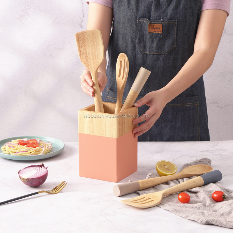 Woodsun Wooden Utensil Storage Holder For Kitchen