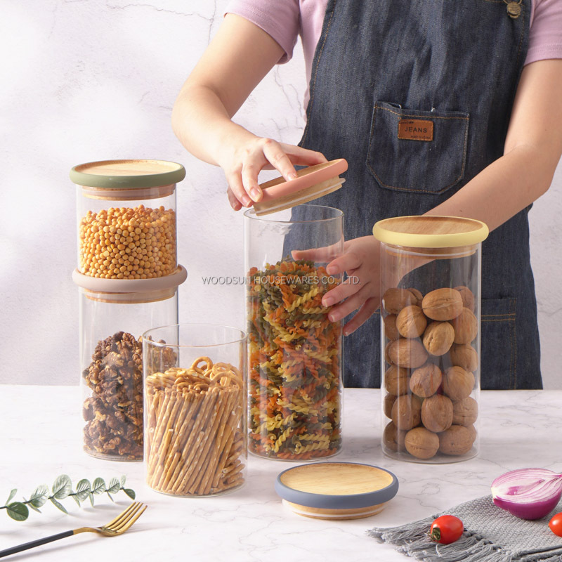 Woodsun Food Storage Jar Container Glass Canister For Kitchen Custom Manufacturer