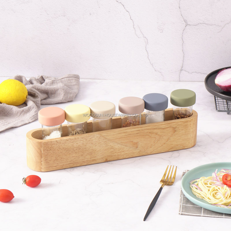 Woodsun Manufacturer Salt And Pepper Shakers Container Spice Rack Wood Set