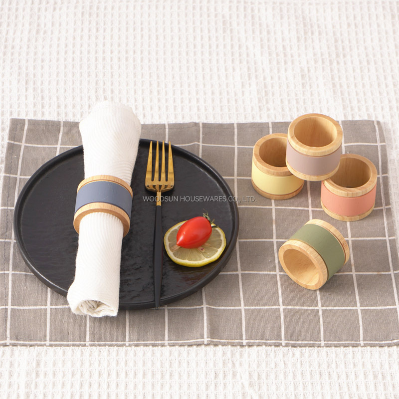Woodsun Wooden Napkin Ring Napkin Holder Set 2024 For Sale