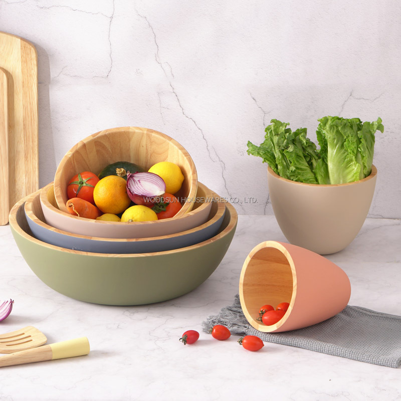 Woodsun Wooden Salad Mixing Bowls Wooden Serving Bowl
