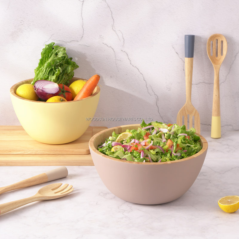 Woodsun Wooden Salad Mixing Bowls Wooden Serving Bowl