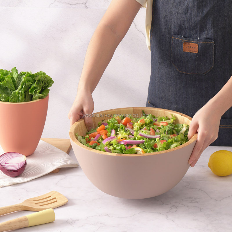 Woodsun Wooden Salad Mixing Bowls Wooden Serving Bowl