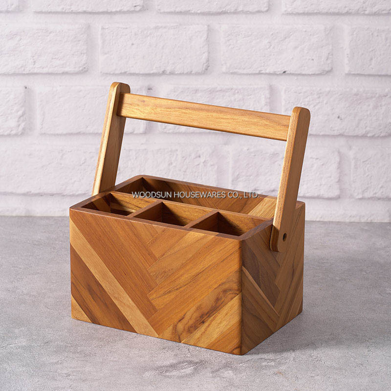 Woodsun Custom Manufacturer Cutlery Set Basket Fruit Bread Wood Gift Basket for 2025