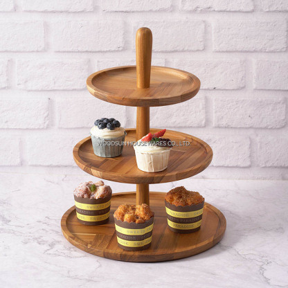 Woodsun Snack Display Wooden Cake Stand Cake Plate